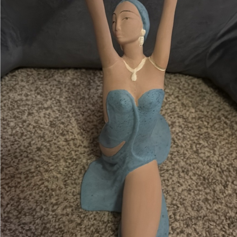 Elegant Blue Ceramic Sculpture